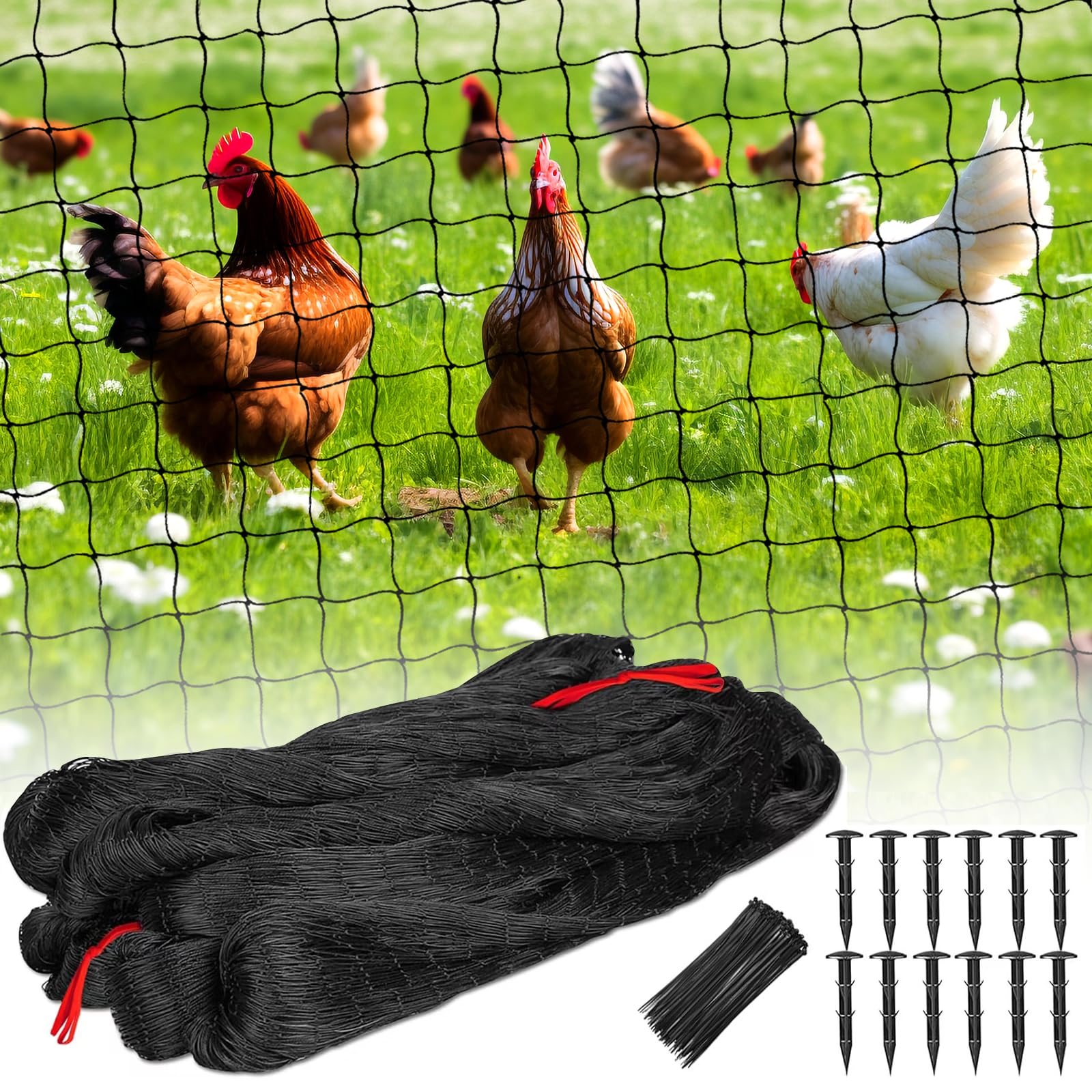 BSTPCOO 2.4" Mesh Bird Netting for Chicken Coop 50'x50', Poultry Netting