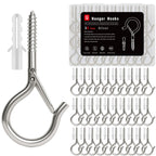 KULOLO Black Screw Hooks with Safety Lock 2.3" Rustproof Metal Ceiling Hooks for Hanging Plants, Baskets,String Lights & Outdoor Decor, 40LB Capacity (30, Silver)
