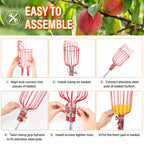 ACTREY 26FT Reach Fruit Picker Pole with Basket Telescoping,Apple Picker