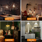 Decoaui E26 ST64 Vintage Edison Light Bulbs, Smoky Grey Coated Glass, Dimmable, 4W(20W Equivalent) 150 Lumens, 2700K Soft White, Spiral Filaments Design, Antique Style, 25000 Hrs, 6-Pack