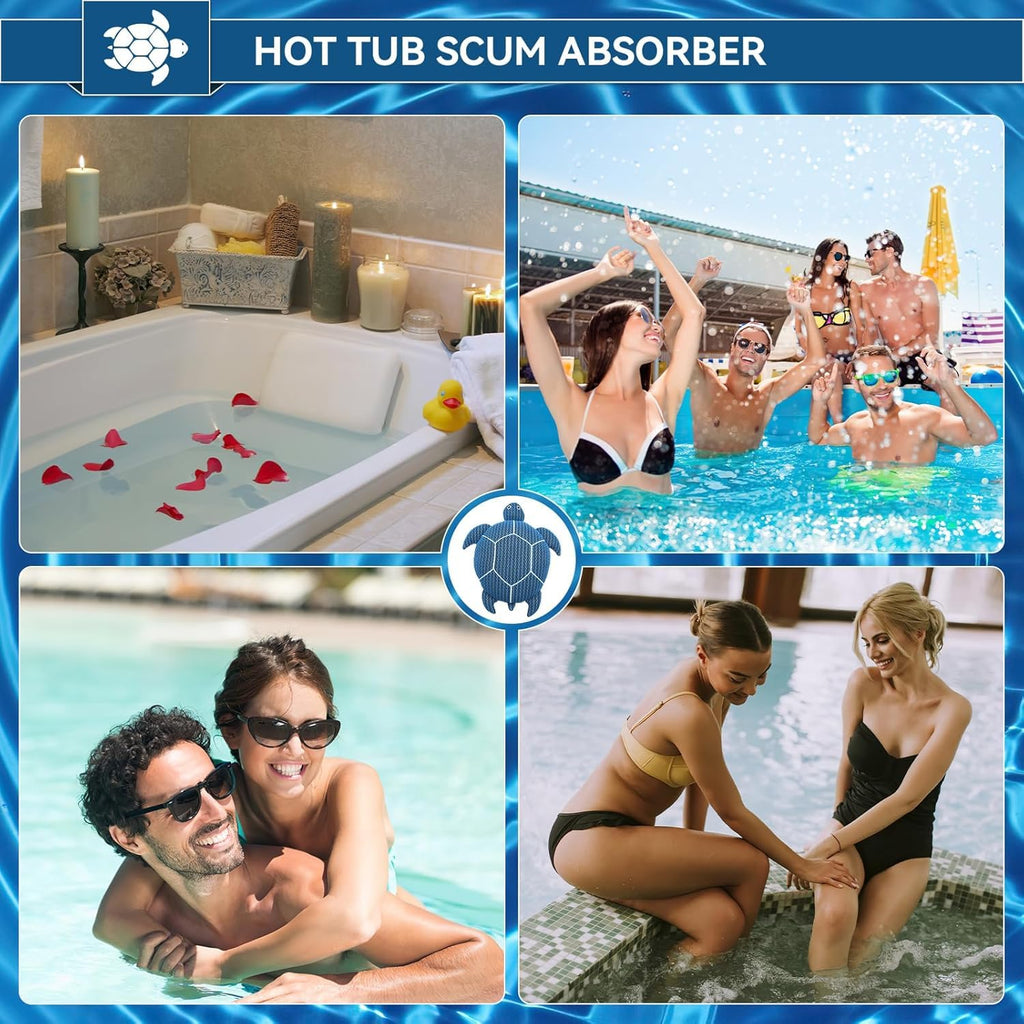 DONJOP 6 Inches Hot Tub Scum Absorber,Hot Tub Sponge for Scum Reusable Spa & Pool Cleaner Hot Tub Oil Absorbing Scum Absorber Keeps Water Clean,Eliminates Scum & Dirt,Blue,2 Pack