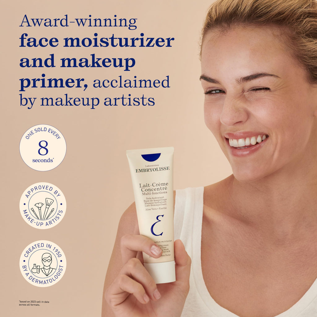 Embryolisse Lait-Crème Concentré, Multifunction Daily Face Moisturizer and Makeup Primer, Suitable for All Skin Types. French Face Cream With Shea Butter & Aloe Vera, 2.54 FlOz