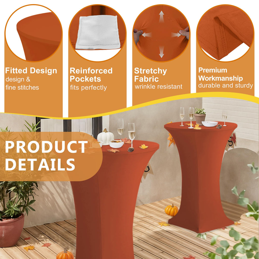 Enjoyidea Cocktail Table Covers-Spandex Round High Top Table Cloths 8 Pack 32x43 Inch-Red Stretch Fitted Christmas Tablecloth for Pub Bistro Highboy Party Event Banquet Height Folding Satnding Tables