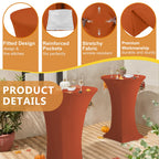Enjoyidea Cocktail Table Covers-Spandex Round High Top Table Cloths 8 Pack 32x43 Inch-Red Stretch Fitted Christmas Tablecloth for Pub Bistro Highboy Party Event Banquet Height Folding Satnding Tables