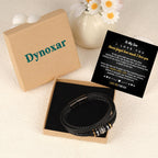 Men's Black Braided Leather Bracelet, Engraved "Love You Forever" 8.3in