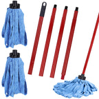 Microfiber Mop Cloth Heads Replacements: One Mop Handle with Two Blue Microfiber Cloth Heads Compatible with All Standard US Threading Pole