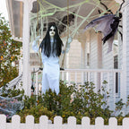 PARTYGEARS Halloween Decorations Props Hanging Swinging Girl with Creepy Expressions, Hanging Ghosts The Best Indoor and Outdoor Scary Decorations for Halloween(White)