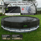 QH.HOME 550D 8Ft Round Stock Tank Pool Cover [Upgraded Tear Resistant & Threefold Windproor] wth Pre-Installed Patented Winch, Solar Cover for Above Ground Pool-Snug Fit & Waterproof Protection
