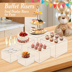 6 PCS Buffet Risers, Large Food Risers for Buffet Table, Food Display Risers for Party, White Acrylic Boxes Dessert Table Display Set, Risers Display Stands (Size 10" 9" 8" 7" 6" 5", Transparent)
