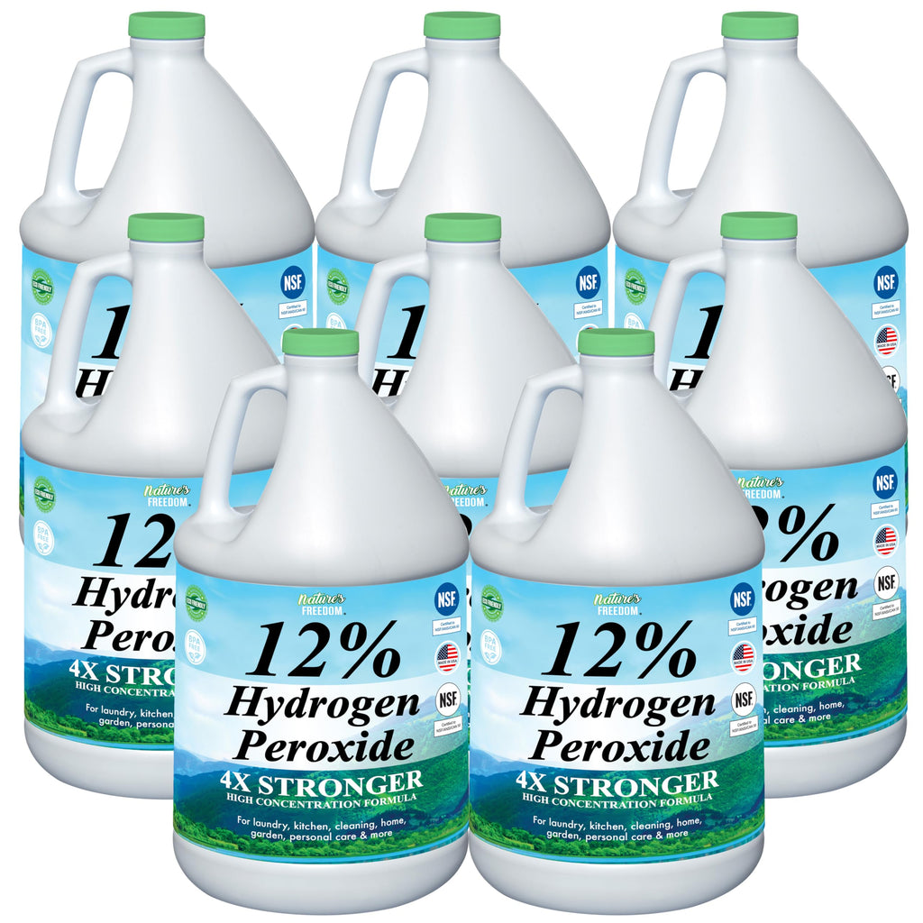 Nature's Freedom 12% Hydrogen Peroxide, Food Grade H2O2 and Purified Water Only, 8 Gallons