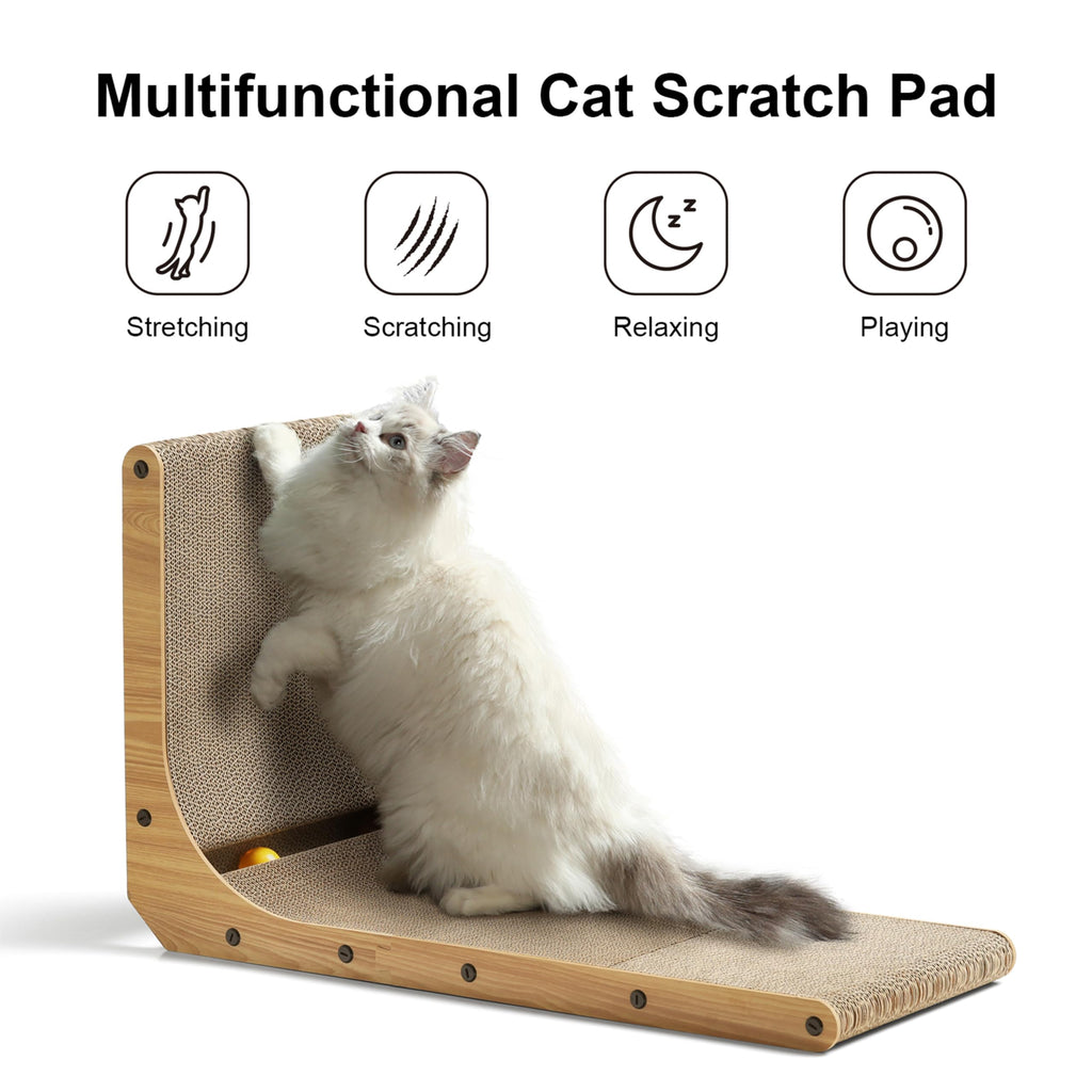 FUKUMARU Cat Scratcher, 26.8 Inch L Shaped Cat Scratch Pad for Indoor Cats