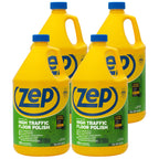 Zep Commercial High-Traffic Floor Polish, 4-1 Gallon Bottles, Professional Grade Floor Finish For a Range Of Hard Floor Surfaces (ZUHTFF128)