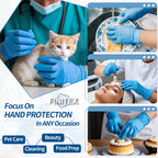 FINITEX Blue Disposable Nitrile Exam Gloves - 200 PCS/BOX 3.5mil Rubber Powder-Free Latex-Free Medical Examination Home Cleaning Food Gloves, LARGE