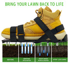CASUSEN Lawn Aerator Shoes, Aerator Lawn Tool One Size Fits All for Yard Patio Lawn and Garden, Newly Upgraded X-Shaped 8-Strand Straps, Steel Spikes for Soil Aeration