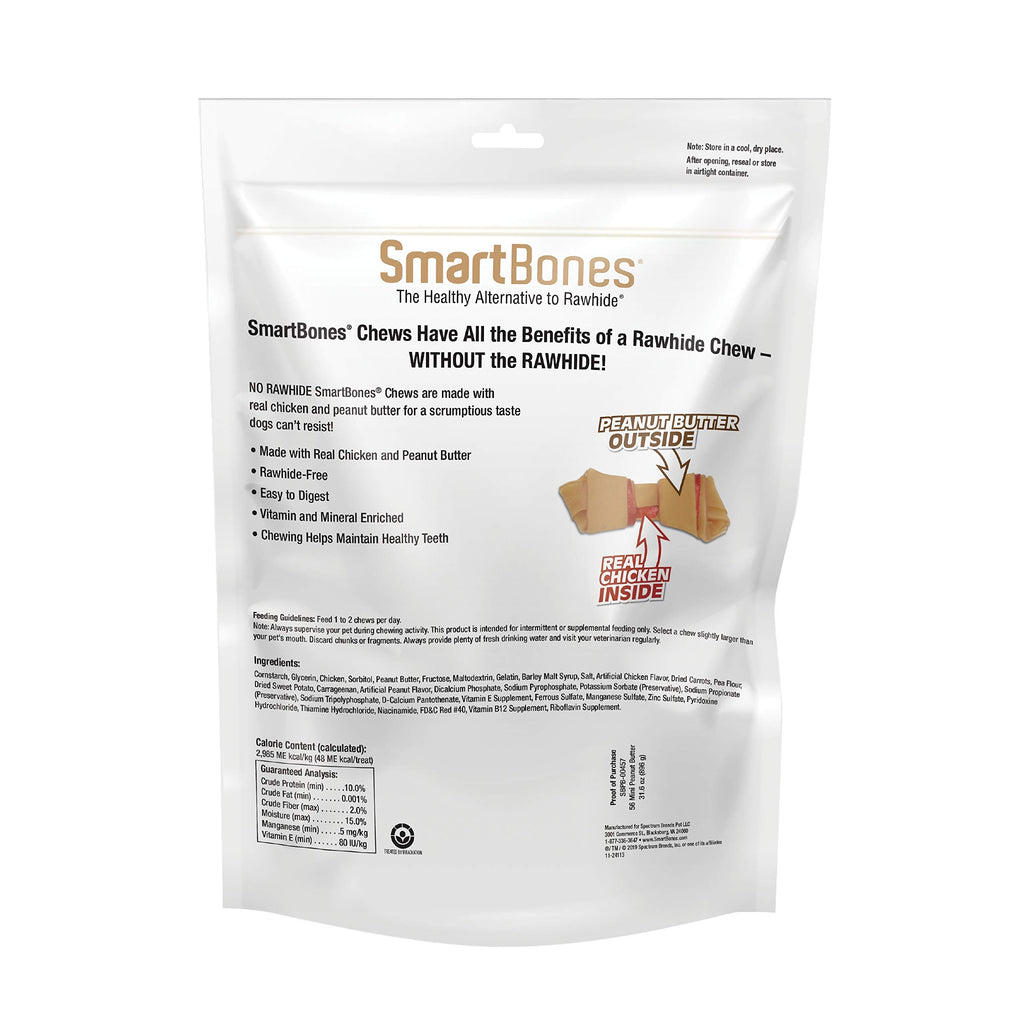 SmartBones Mini Bones Rawhide-Free Dog Treat, Real Peanut Butter, 56 Count