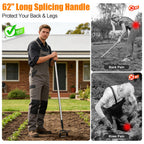 2-in-1 Heavy Duty Garden Hoe with 60" Adjustable Handle, Stirrup Hoe & Cultivator Weeding Rake - Lightweight Gardening Tool for Fast Weed Removal, Cultivating & Loosening Soil, Stainless Steel