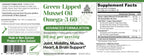TURNER Omega-3 New Zealand Green Lipped Mussel Oil, 53x Higher Potency with UAF1000+ Super Antioxidant for Superior Joint Comfort & Mobility, No Fishy Aftertaste, 1 Bottle, 60 Softgels