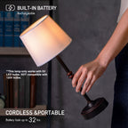 O’Bright Seraph - Cordless LED Table Lamp with Dimmer, Built-in Rechargeable Battery, 3-Level Brightness, Patio Table Lamp, Bedside Night Lamp, Ambient Light for Restaurant, Oil Rubbed Bronze