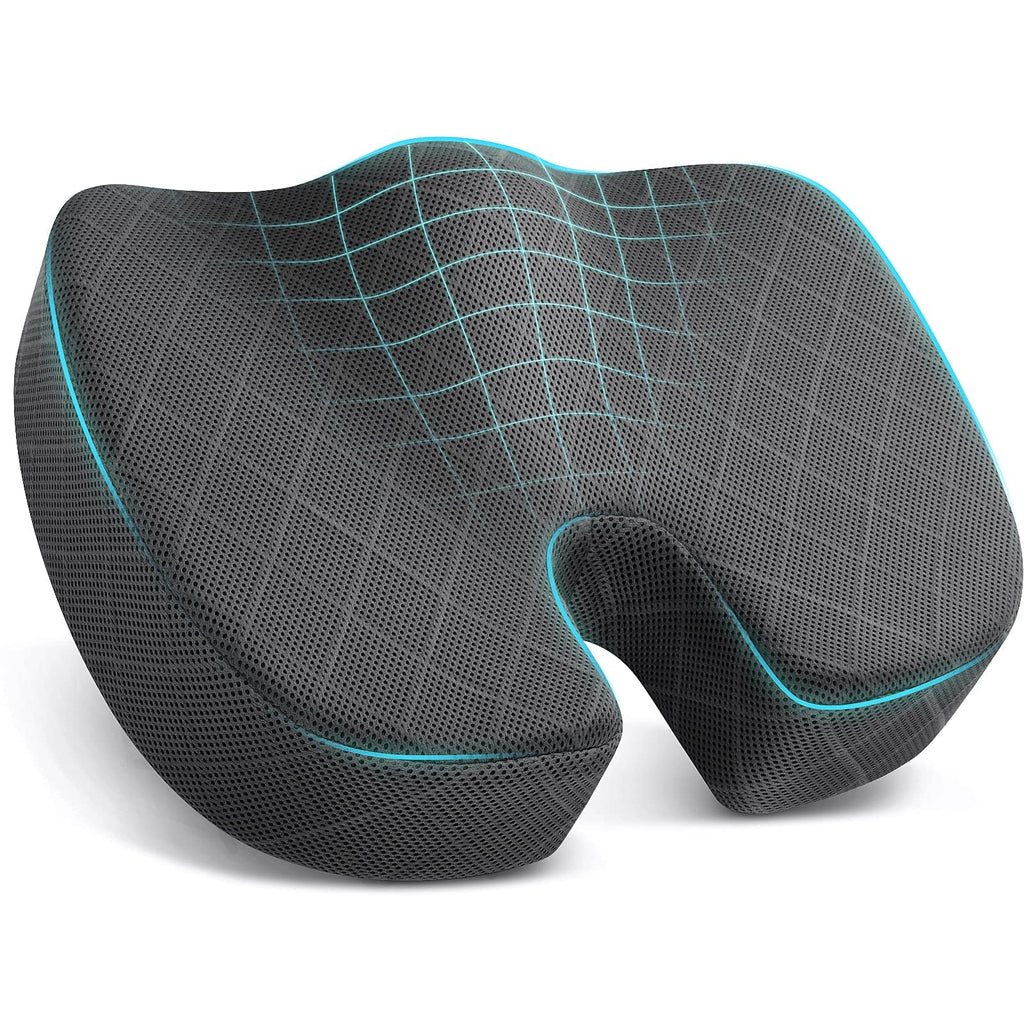 TushGuard Seat Cushion, Memory Foam Office Chair Cushion - Grey, Large