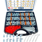 PAIGOIN Grease Fittings Kit, 405Pcs SAE & Metric Grease Fitting Assortment, NPT 1/4" 1/8" M6 M8 M10 Straight 45 90 Degree Grease Zerk Fittings with Caps and Wrench Kit(7-11Mm) for Grease Gun