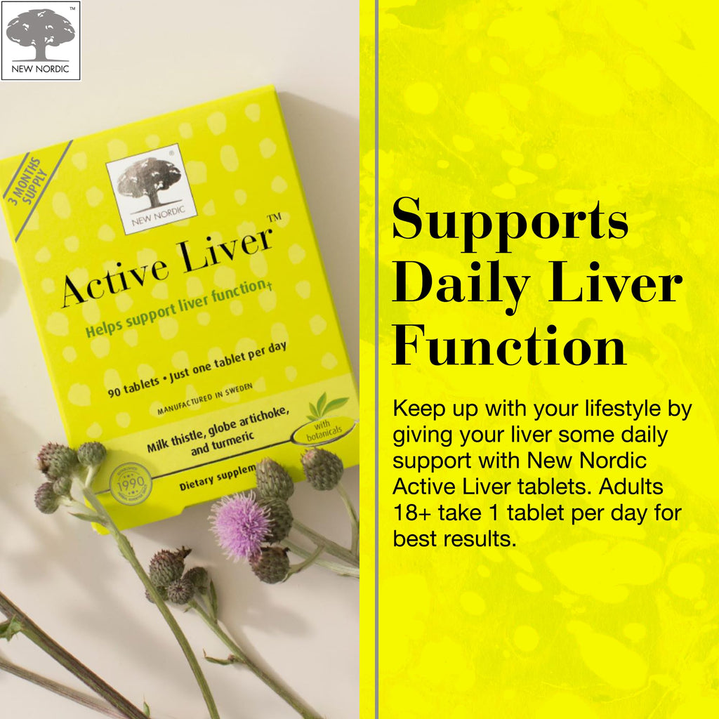 NEW NORDIC Active Liver 90-Day Supply, Daily Liver Supplement, Milk Thistle, Artichoke & Turmeric, 90 Tablets