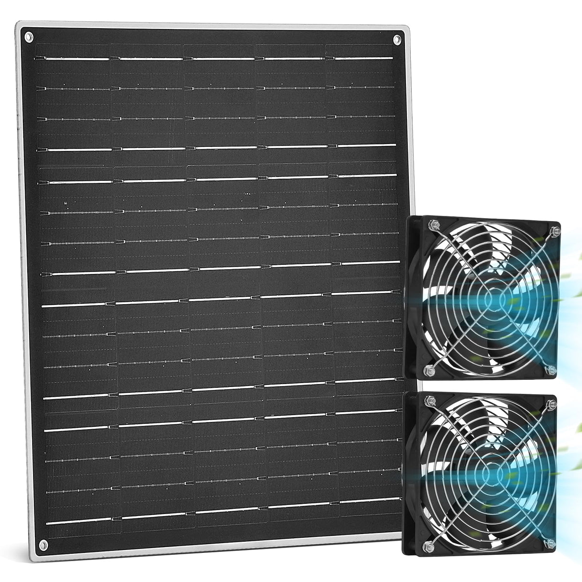 Solar Powered Fan for Chicken Coop Vent Outside with 2 Exhaust Fans 15W