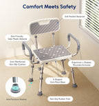 Bluelog Shower Chair for Inside Shower with Arms and Back, 500lbs Capacity Height Adjustable Shower Seat with Thickened Frame for Seniors, Elderly and Disabled