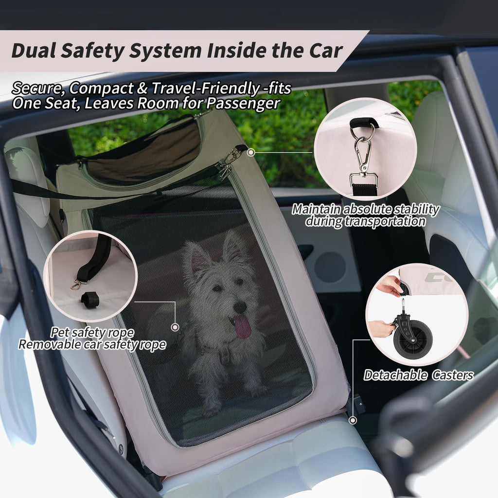 EchoSmile 4 Wheels Pet Stroller, Dog & Cat Stroller for All-Season, Lightweight Carrier with Storage Basket, Adjustable Handle, Removable Pad, Breathable Mesh, Up to 135 lbs, Pink