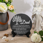 Landical Memorial Stones for Loved Ones Outside Memorial Garden Plaque with Bracket Garden Slate Stone Sympathy Gifts for Loss of Loved One(Dad, Tree)