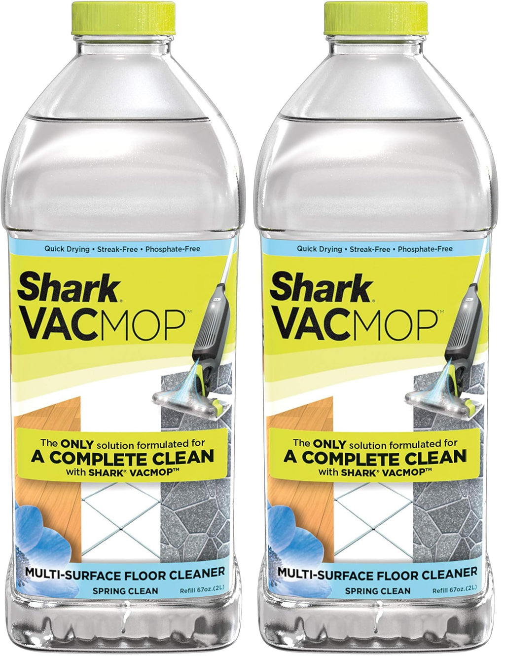 Shark Multi-Surface Cleaner 2 Liter Bottle VCM60 VACMOP Refill, Spring Clean Scent, 67 Fl Oz (Packaging may vary) (Pack of 2)