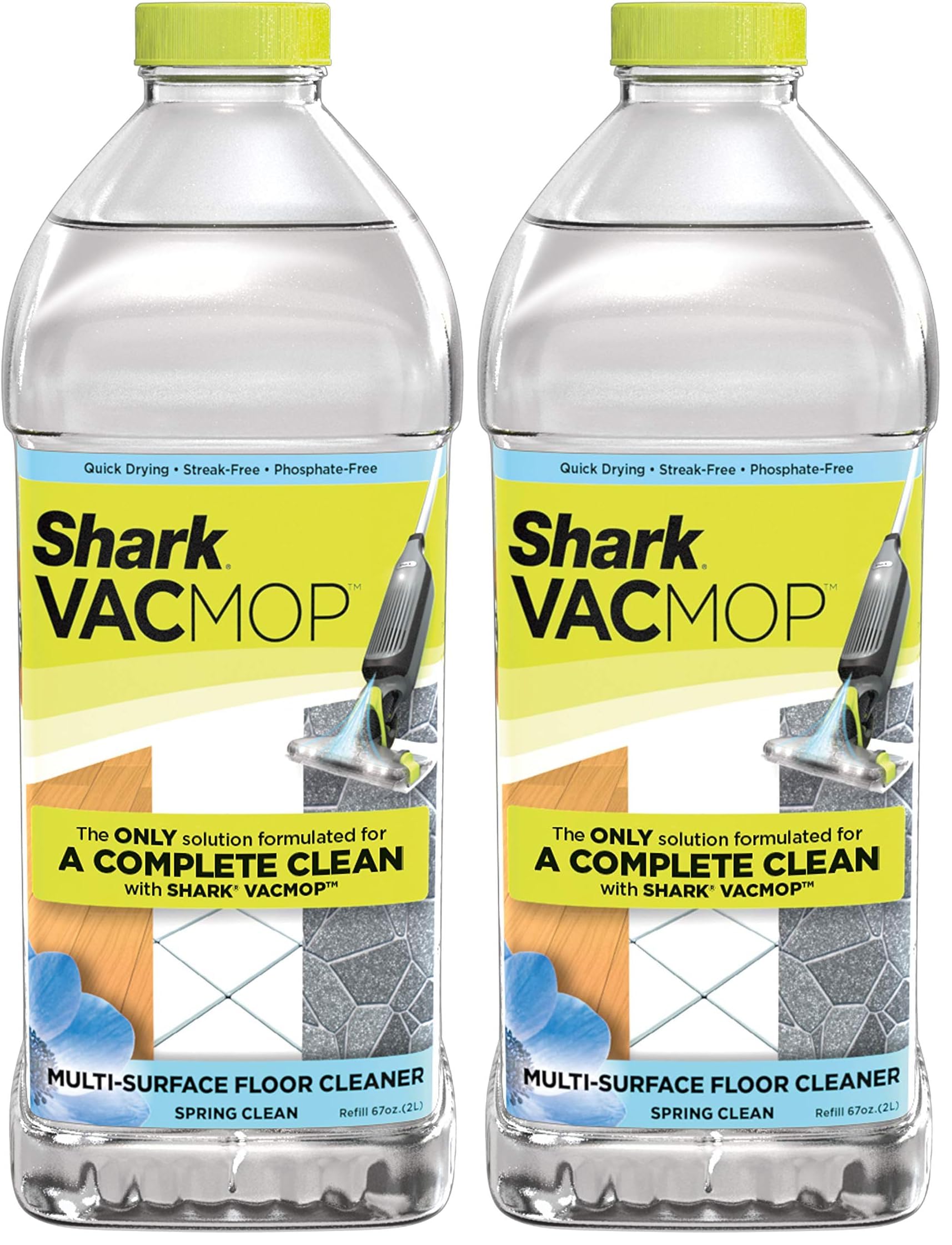 Shark Multi-Surface Cleaner 2 Liter Bottle VCM60 VACMOP Refill, Spring Clean Scent, 67 Fl Oz (Packaging may vary) (Pack of 2)