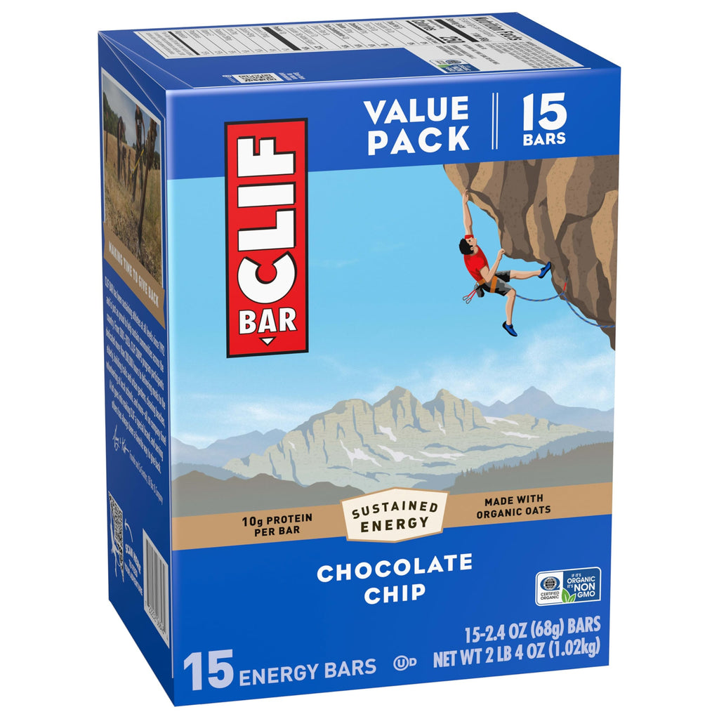 CLIF BAR Protein Energy Bars, Chocolate Chip, 15ct