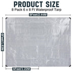 GliCraft 8 Pack Silver Tarps 6 x 8 ft, 5.5 Mil Waterproof Reflective Tarps, UV Resistant Sun Shade Tarp, Heavy Duty Roof Tarp for Roof Protection, Boat Cover, Rv Cover, Cars, Patio Furniture, Camping