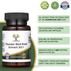 Thunder God Vine Root 20:1 Supplement – Tripterygium Wilfordii Herbal Supplement – 200mg Capsules with Lei Gong Teng Extract – Thunder God Vine Extract with Triptolide – 90 Capsules
