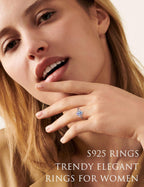ADRAMATA 925 Sterling Silver Rings for Women Moonstone Ring Statement Size8