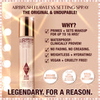 Charlotte Tilbury Airbrush Flawless Setting Spray - Ultra-Fine Hydrating Mist to Prime & Set Face Makeup For Up to 16Hr - Soothes, Blurs Pores & Calms Skin (100ml)