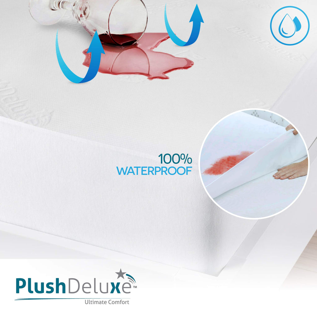 PlushDeluxe Bamboo Waterproof Mattress Protector, King Size, Ultra Soft