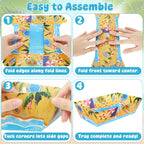 100 Pcs Pool Party Decorations, 5.94" x 3.34" x 2.16" Summer Beach Pool Party Snack Trays, Disposable Paper Food Trays with 2 Designs, Serving Plates for Tropical Hawaiian Summer Themed Decorations