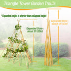 4ft Expandable Bamboo Teepee Trellis for Climbing Plants, Self-Standing Natural Bamboo Trellis for Plant Support, Folding Garden Trellis for Vines Flowers Vegetable Indoor Outdoor