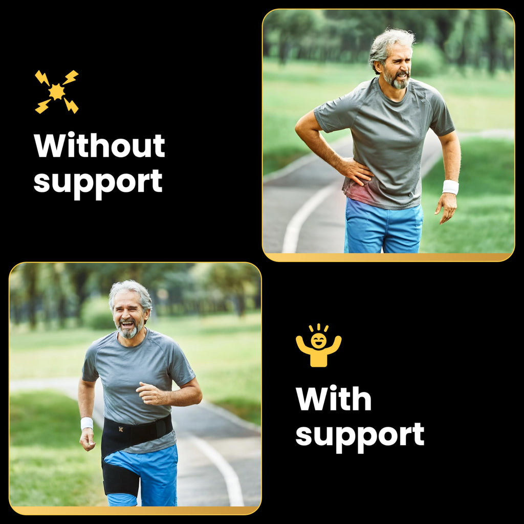 CopperJoint Hip Brace for Women & Men, Adjustable Hip and Thigh Compression Wrap, Left or Right Wear, Groin, Hamstring and Upper Thigh Support, One Size