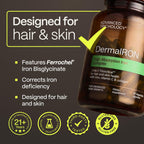 DermaIRON Iron Supplement for Women & Men – Gentle Iron for Low Ferritin & Anemia Support, Hair Thinning & Hair Loss Support, with Collagen & Vitamin C