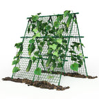 Garvee Outdoor Plant Support Trellis, 4 ft x 4 ft Metal A-Frame with Netting for Tomatoes Cucumbers Peas Beans Grapes, Climbing Vegetable Garden Trellis for Raised Beds, Green