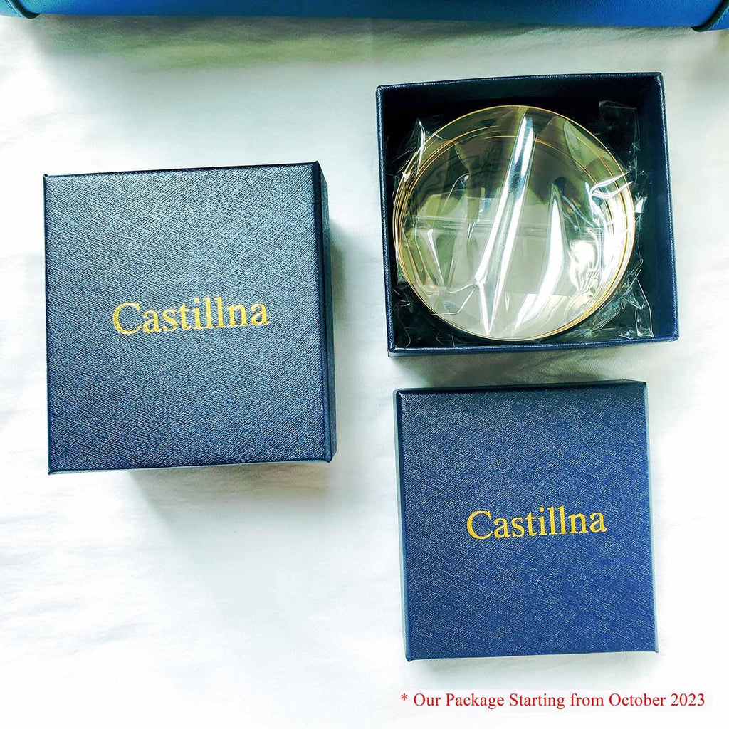 Castillna 14K Plated Gold Bangle Bracelets for Women, Set of 7 Pieces, 9 Inches