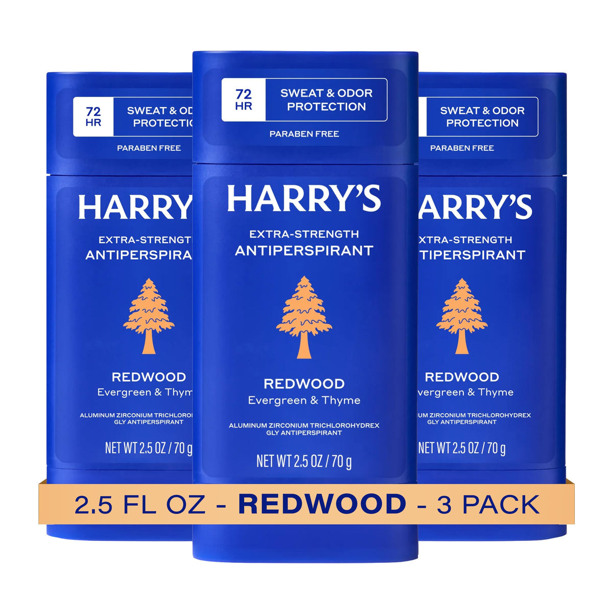 Harry's Extra-Strength Antiperspirant Deodorant - Redwood - 2.5 oz (3 Pack)