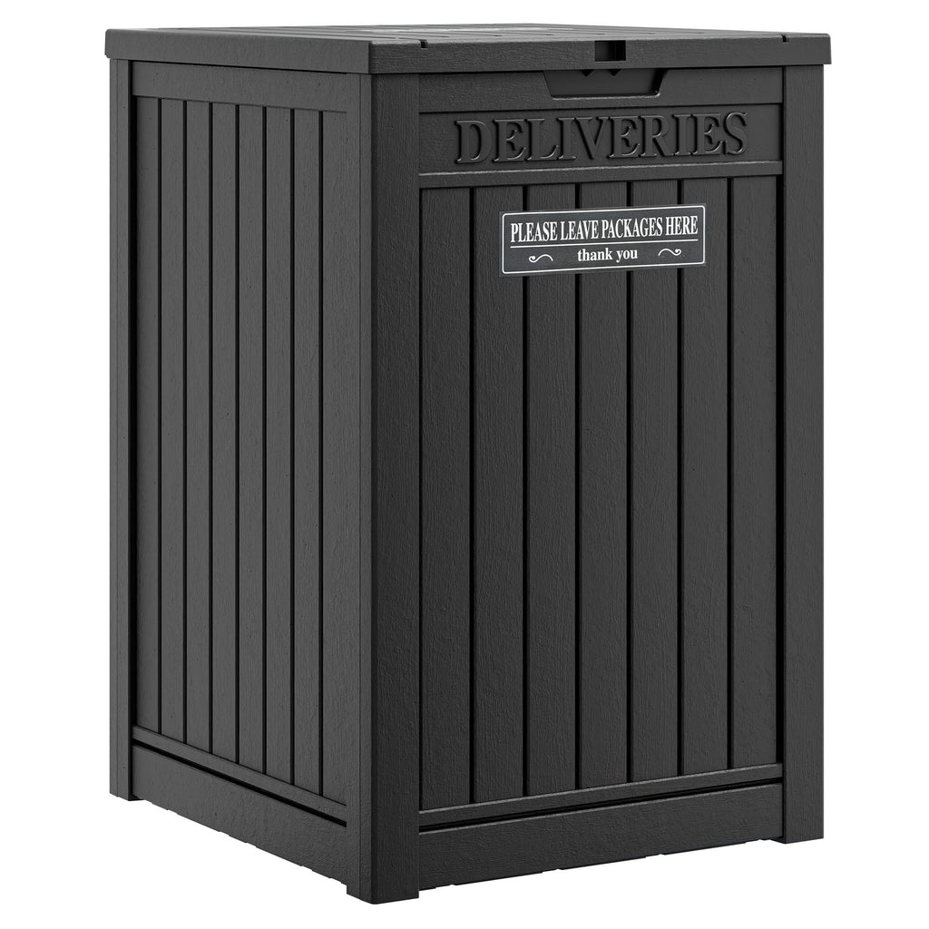GULAIMOAO Package Delivery Box for Outside, Waterproof Outdoor Storage, Black