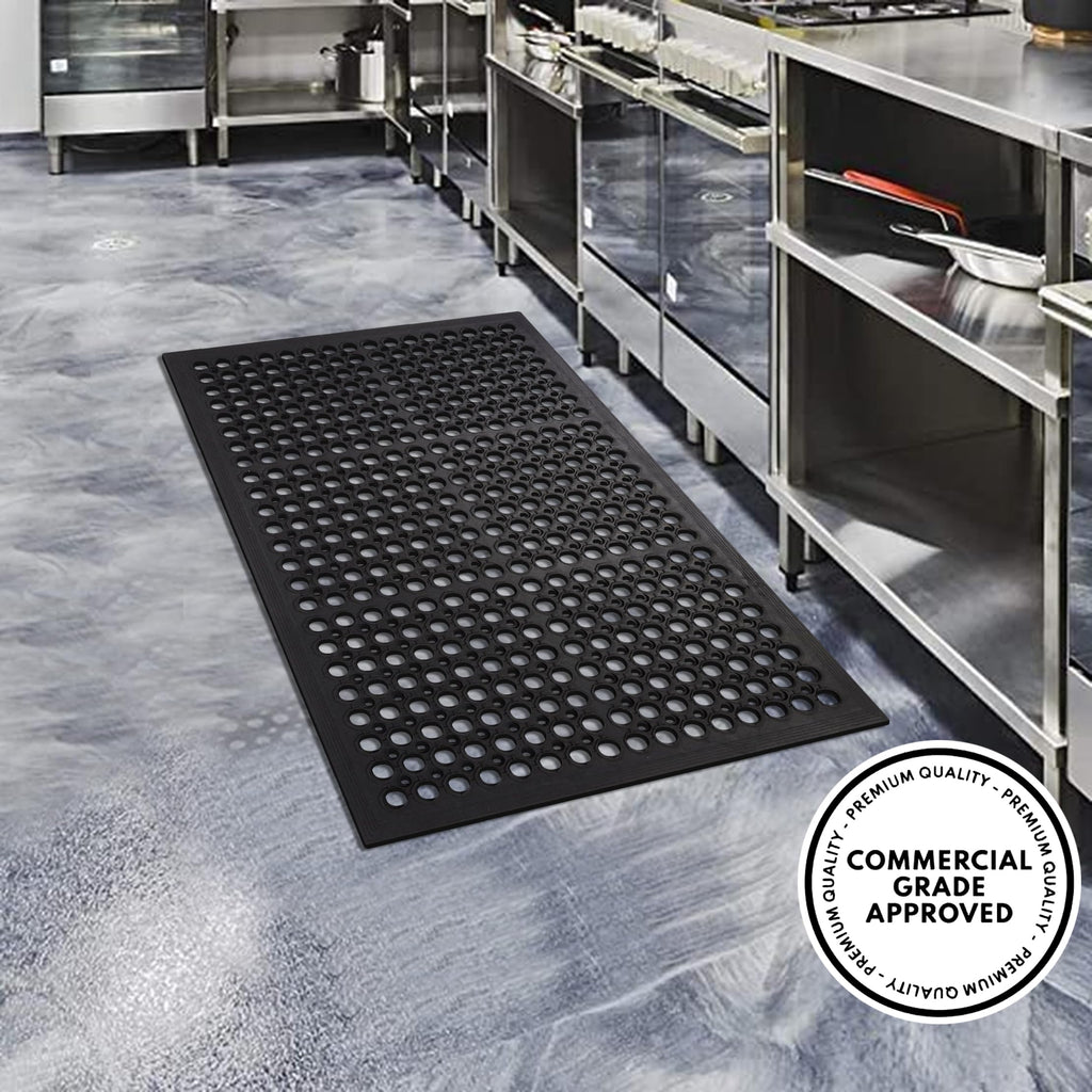 A1 Home Collections Anti Fatigue Mat, 0.6" Thick Heavy Duty Rubber Floor Mat with Drainage Holes - Non-Slip Kitchen, Bar & Restaurant Mat, 24x36 in