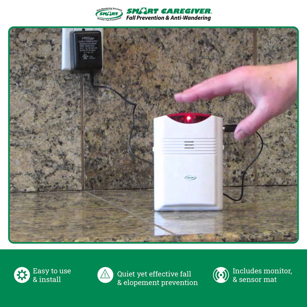 Smart Caregiver Wireless Floor Mat Alarm & Monitor, Bed Exit Monitoring