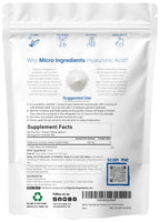 Micro Ingredients Hyaluronic Acid Serum Powder, 50 Grams | Low Molecular Weight, Cosmetics Grade | Skin Hydration and Moisture Support Supplements | Vegan, Water Soluble (Within 2 Hours)