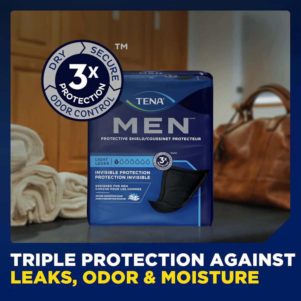 Tena Men Light Incontinence Protective Shield for Men, Bladder Control, Discrete, Light Absorbency, 58 Count