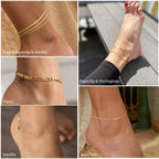 DEARMAY 14K Gold Plated Anklets for Women
